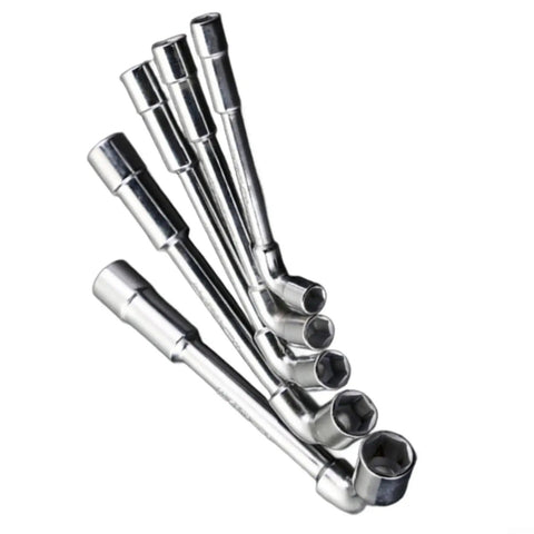 Heavy Duty L Shaped Socket Wrench Crafted From Chrome Vanadium Steel Featuring Hexagonal Bent Head External Hex Design Built Tough As Nails To Handle Greasy Mechanics Jobs And Garage Down Time For Sure.