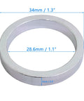 10X Bike Head Stem Spacer Aluminum Alloy Replacement Head Tube Spacer For Front Stem Fork MTB BMX Mountain Bikes 1.13 Inch Silver
