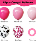 Pink Cow Print Balloons Party Kit 67 Piece Set For Birthday Baby Shower Rodeo Farm Party Decorations Includes 12 Inch Cowgirl Balloons