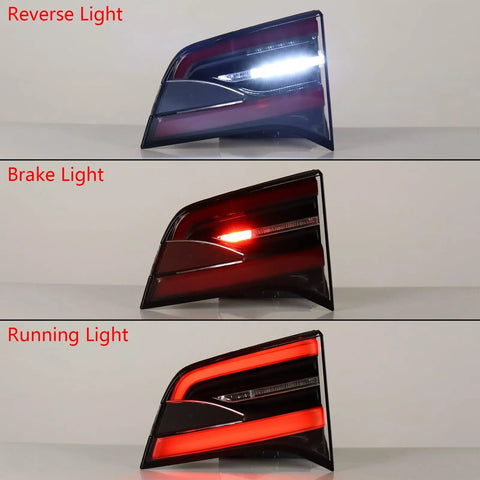Top Tier Right Inner Tail Light Assembly For 2016 2020 Tesla Model X showing reverse, brake, and running light functions.