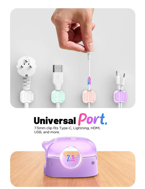 8 Pack Cable Clips Cord Organizer With One Hand Lock And Extra Strong Adhesive, spring loaded clips holding various cables