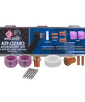 OZMO TIG Accessory Kit For Welders - Comprehensive Spare Parts Set with collets, tips, tungsten electrodes, and packaging.