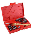 38 Piece Metal Stamping Kit With Automatic Letter And Number Punch Set in a red plastic case
