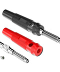 High Current 4mm Banana Plugs Stackable 32A Screw Type Solderless Connectors Copper With PVC Insulation, black and red plugs