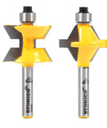 Pro Grade Edge Banding Tongue and Groove Router Bit Set With 1/4 Inch Shank 23/64 Inch Cutting Depth Dual Flute Carbide Blades