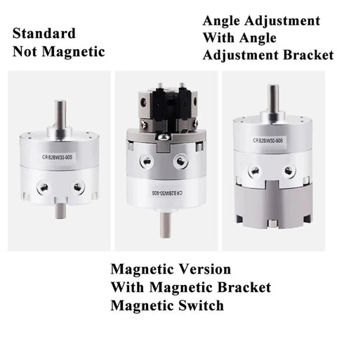 Full Size Single Blade Swinging Pneumatic Rotary Actuator - Badass Air Cylinder For Crushing Valve Control Jobs On Heavy Duty Gear Without Breaking A Sweat For Daily Production Runs showing standard, angle adjustment, and magnetic versions.