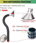 Adjustable Articulating Exhaust Arm With Smoke Hood For Welding Fume Extractor Dust Collection Badass 360 Flex Build showing flexible hose with stainless steel cover.
