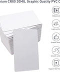 Top Shelf Blank PVC ID Badge Cards For Card Printers CR80 Standard White Stock 30 Mil Thick 1000 Pack Ready To Roll stacked with smooth surfaces.
