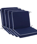 Set Of 4 Outdoor Patio Chair Cushions 20 By 17 Inch Seat Cushions With Ties, Water Resistant UV Protected All Weather Cushions For Patio