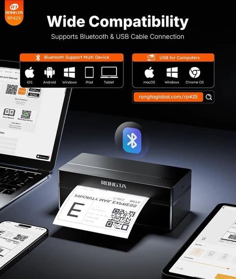 Wireless Bluetooth 4x6 Thermal Shipping Label Printer For Fast Package Labeling, Compatible With iPhone And Android, desktop view