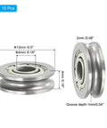 20 Pack U Groove Bearing Set 4x13x4mm Carbon Steel Sealed Ball Bearings For Track Liner Motion System Pro Grade Heavy Duty Quiet Smooth Rolling Corrosion Resistant High Strength Lightweight Rail Wheel Rollers, 10 pcs, 13x4mm