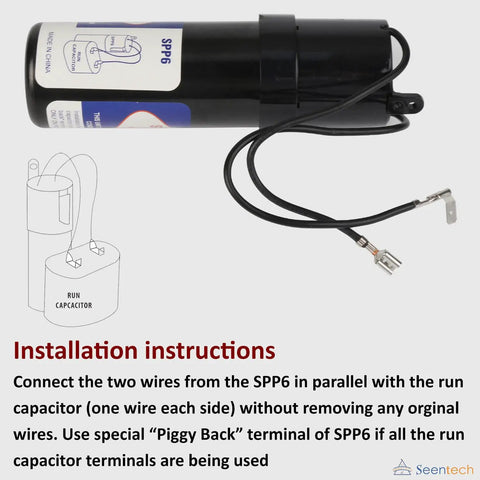 Hard Start Kit For AC Units With Relay And Capacitor Boosting 500 Percent Starting Torque, Installation Instructions Visible