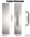 16 Inch Stainless Steel Door Handle Pull Push Set In Silver, Rust-Resistant And Durable, Easy Install, No-Fuss Setup For Quick Replacement, Heavy-Duty Hardware For Interior And Exterior Doors, Sleek Modern Lever Style For Everyday Use, 40cm x 10cm dimensions