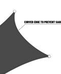 Waterproof Triangle Shade Sail 16ft x 16ft x 16ft Dark Grey for Outdoor Patio Garden Backyard UV Resistant with curved edge detail