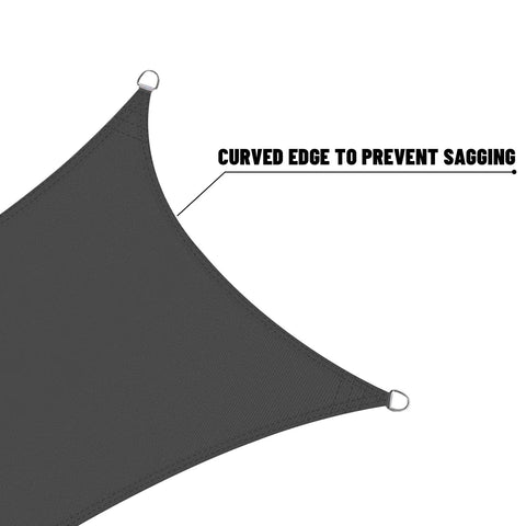 Waterproof Triangle Shade Sail 16ft x 16ft x 16ft Dark Grey for Outdoor Patio Garden Backyard UV Resistant with curved edge detail