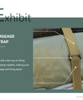 Close-up of heavy duty polyester luggage strap securing camping supplies for stability during travel.