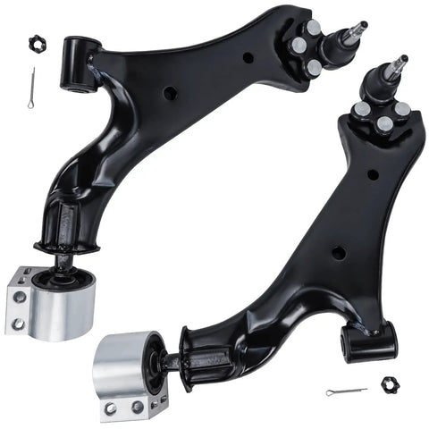 Chevy Equinox Front End Suspension Kit 6pc Replacement For 2010-2017 Includes Front Lower Control Arms With Ball Joints, Sway Bar End Links, And Outer Tie Rod Ends. Two black front lower control arms