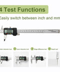 Digital Caliper 0 to 8 Inches With Stainless Steel Ruler Auto Off Dual Jaws For Depth Internal And External Measurements