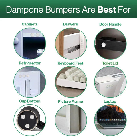 Image showing applications of 100 Pack Clear Self Adhesive Cabinet Door Bumpers For Soft Close Closures Hemispherical Silicone Dampening Pads