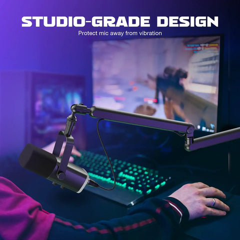 Low Profile Adjustable Microphone Boom Arm For Your Desk With Clamp Cable Management Screw Adapter And Studio Mount For Podcasting Streaming Gaming And Recording BM88