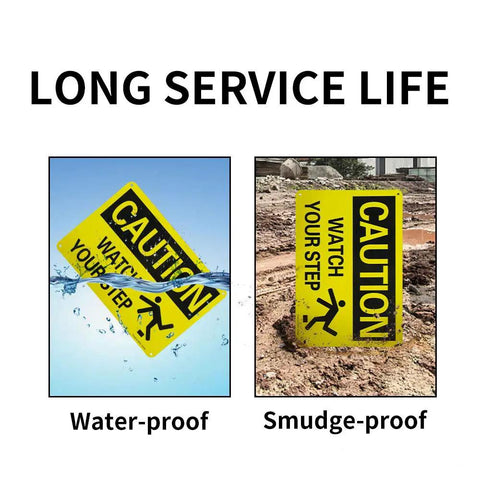 2 Pack Caution Watch Your Step Sign 10 By 7 Inches Built To Last Rust Free Aluminum With Reflective Coating For Night Time Visibility UV Protected And Weatherproof Indoor Outdoor Safety Sign