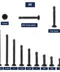 Tough As Nails Size 8 By 1 Inch 410 Stainless Steel Sheet Metal Screws Packed With One Hundred Flat Head Units in various lengths