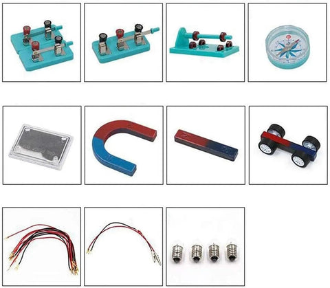 Hands On Electromagnetism Experiment Kit With Electric Bell Easy Electromagnet Tests components displayed in grid layout