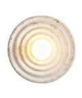 MECOLA Round Resin Accent Wall Sconce Small Glass Globe Shade Wall Lamp with concentric ripple design and warm light.