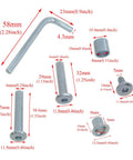 Pro Grade Replacement Shaft Gaskets for Inline Skates and Skateboard Tools Kit with sizes in millimeters and inches.