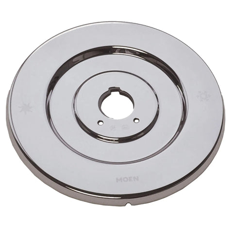 Chrome Chateau Collection Replacement Escutcheon Plate For One Handle Tub And Shower Faucets Easy Install Durable Chrome Finish Genuine Replacement Part Fix Drips And Leaks Without Replacing The Fixture shown flat from above