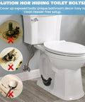 2 Pack Ceramic Bird Toilet Bolt Covers Straight Up Hide Rusty Floor Screws, installed on a white toilet with visible decorations.