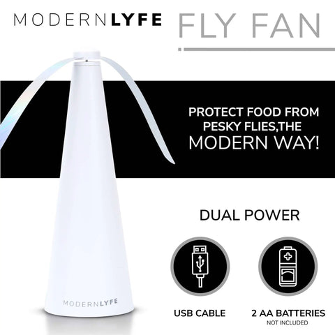Dual Power Fly Fan For Outdoor Tables That Runs On USB Or AA Batteries Keeps Flies Away At Parties Picnics Restaurants