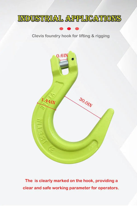 Three Eighths Inch Clevis Foundry Hook With 8377 Lbs Working Load Limit For Beefed Up Heavy Duty Lifting Grade 80 Alloy Steel Forged Construction Ideal For G80 Transport Binder Chain And Binder 1 Pack Ready To Use Rigging Set
