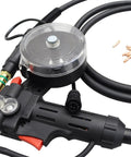 Close-up of DC24V Aluminum Core Welding Gun For Miller 300371 Millermatic 140 180 211 with cable and nozzles.