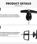 Product details of Shed Door Latch T Handle Lock Kit With Five Keys Set featuring corrosion-resistant chrome-plated design.