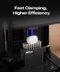 Falcon Flexible Fixture for Laser Engraving with fast clamping, engraving an irregular object, compatible with Falcon T1 and vertical machines.