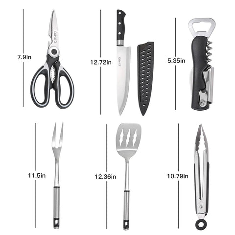 Ultimate Outdoor Camp Kitchen Utensils Set With Fork Spoon Knife Cutting Board Spatula Scissors Corkscrew and tools