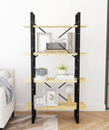 Durable Solid Pine Wood 4 Tier Book Cabinet Shelf With 31.5x11.8x55.1 Inches Of Storage against a white wall, styled with decor items.