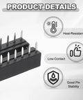 25Pcs DIP IC Socket Adapters 500V 2.54mm Pitch 16 Flat Pins for heat resistance, low contact, pin stability features