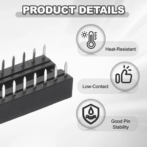 25Pcs DIP IC Socket Adapters 500V 2.54mm Pitch 16 Flat Pins for heat resistance, low contact, pin stability features