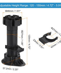 Adjustable Furniture Legs 4 Pcs Leveling Feet For Bed Sofa Coffee Table Cabinet Black 46mm Bottom Diameter 57.2mm Top Diameter