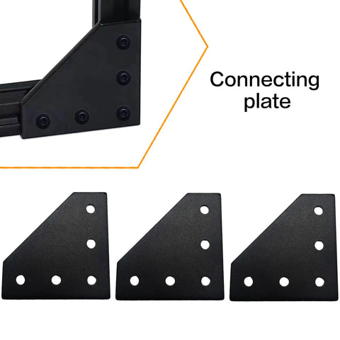 20x20mm Aluminum Extrusion Corner Bracket Kit L Shape 5 Hole Connector With black L plates for 2020 series profile connecting plate