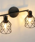 Dope Industrial Track Lighting with two adjustable spotlight heads, black flush mount ceiling light, illuminated indoors.