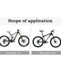 Image showing mountain bike and downhill car with "Scope of application" for Oval Chainring 104BCD Narrow Wide 32T 34T 36T 38T.