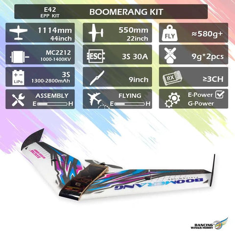 FPV Delta Wing RC Airplane Kit With 1114mm Wingspan EPP Foam Build For Tough Crashes with colorful graphics on display.