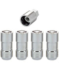 Chrome Cone Seat Wheel Locks Set For M14 X 1.5 Thread Size With Dual 21mm And 22mm Hex Includes 4 Locks And 1 Key Easy Wheel Security