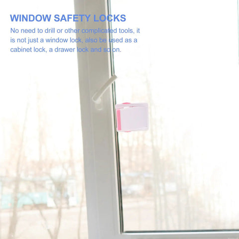 Pink ABS And POM Kid Proof Sliding Glass Door Lock For Cabinets And Cupboards Easy To Install Window Safety Latch