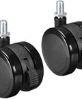 Badass Heavy Duty Swivel Caster Wheels Set Of Two With Tight Brake Locks And Super Slick Black Polyurethane Twin Rollers for workspace tasks.