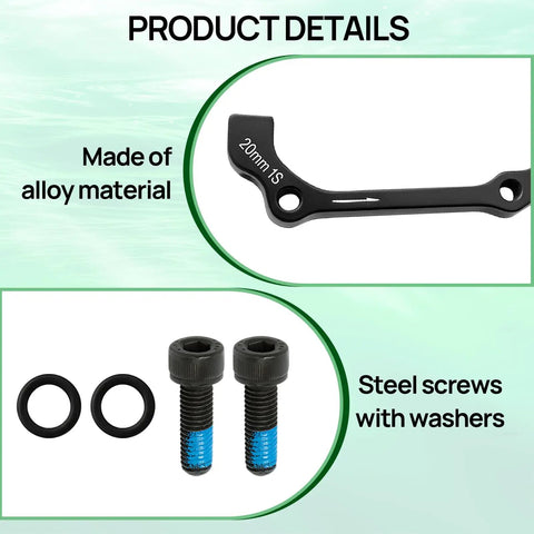 Post Mount Disc Brake Adapter Kit For Front 180mm Rear 160mm Conversion Caliper Mount Spacers For MTB And Road Bikes Easy Plug And Play Brake Upgrade Today showing alloy bracket and steel screws with washers