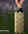 Bamboo Tiki Torches Outdoor Mosquito Repellent 12 Pack, 60 Inch Tall Garden And Backyard Lights with snuffer extinguishing flame